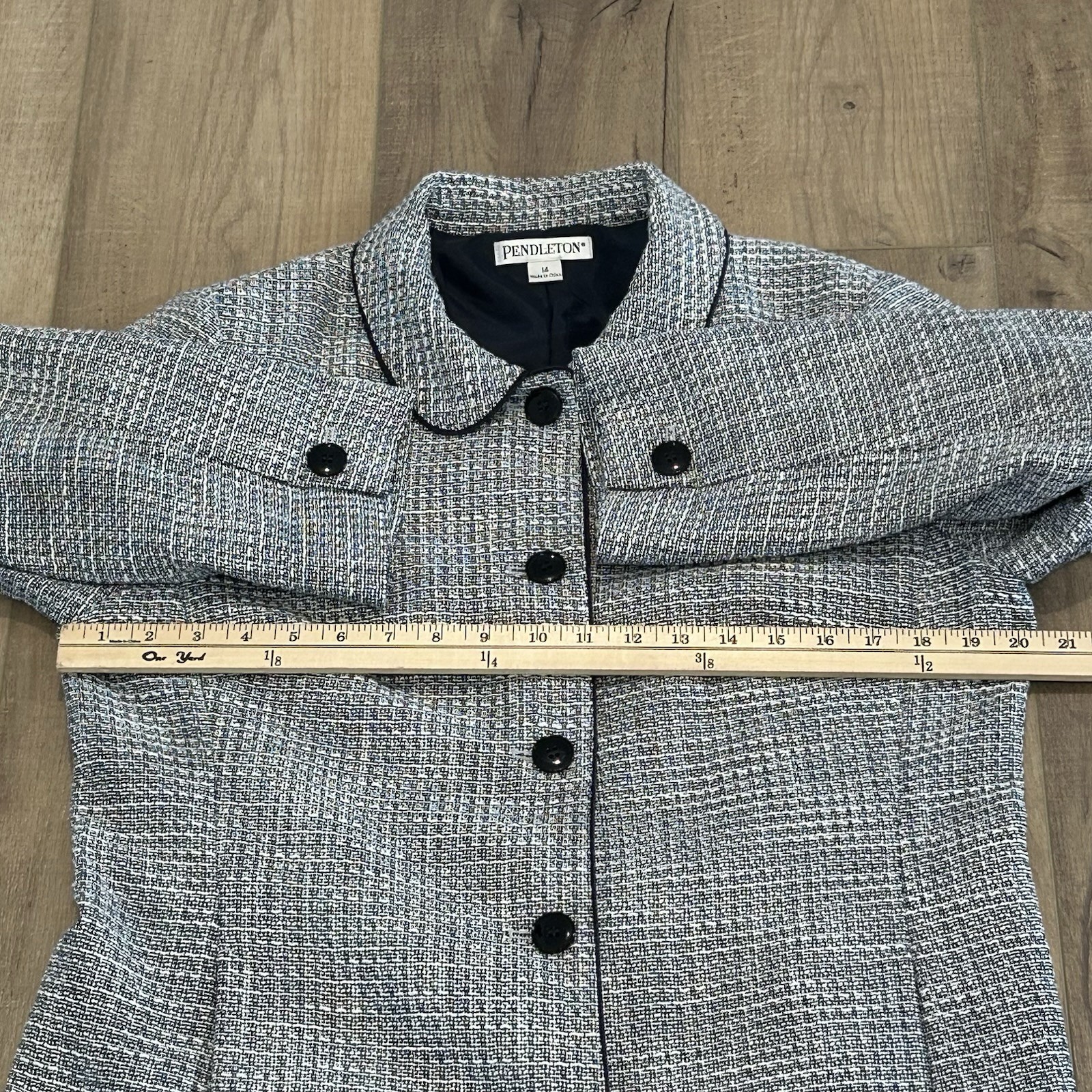 Pendleton Tweed Button Up Collared Coat Womens 14… - image 12