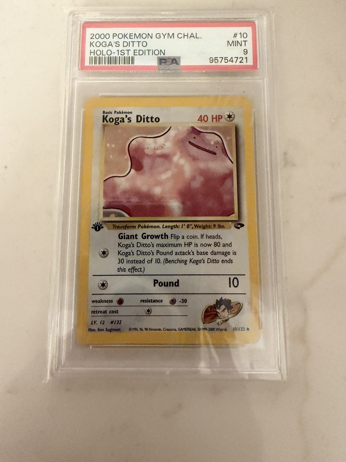 Nintendo Pokemon TCG 2000 Gym Challenge Koga's Ditto 1st Ed Holo PSA 9
