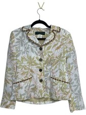 Harve Bernard Women  s Floral Green  White Blazer with embellishments size 6p