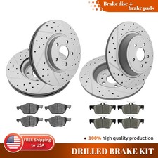 For 2017 2018 2019 Ford Escape Front & Rear Drilled Brake Rotors + Ceramic Pads