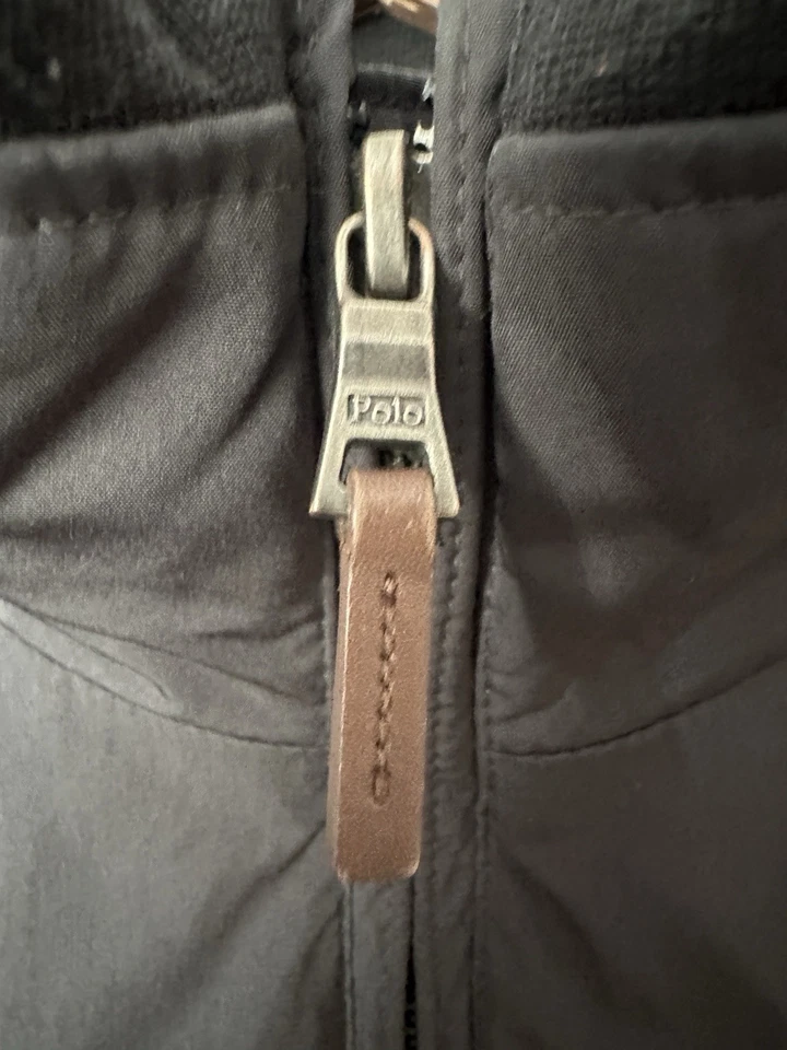 Chaqueta para hombre Polo Ralph Lauren M negra forrada de lana con cremallera capucha roja pony Foto 3 de 4