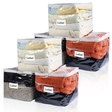 Clear Zippered Storage Bags Plastic Sweater Storage Bags with Zipper 6 Packs ...
