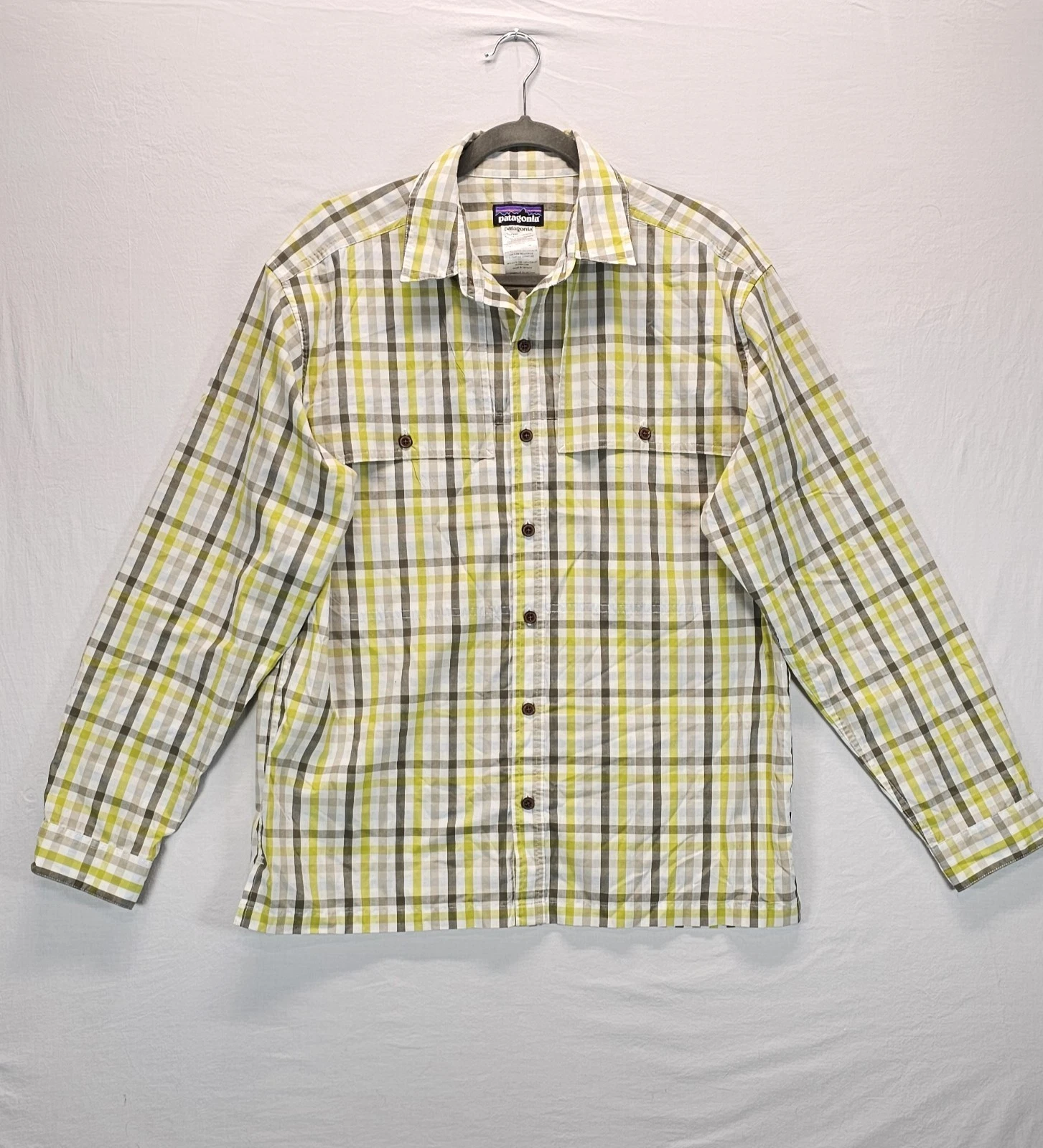 Patagonia Hopper Vented Shirt Mens Medium Plaid Outdoor Hiking Fishing