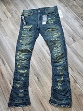 Jordan Craig Martin Stacked Ripple Effect Distressed Jeans (Lager)