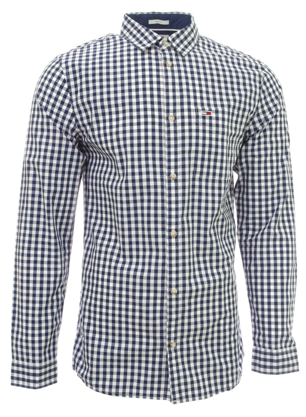 Tommy Vaqueros Camisa Cuadros Vichy Blanco Azul Hombre Slim Fit Gingham 2XL