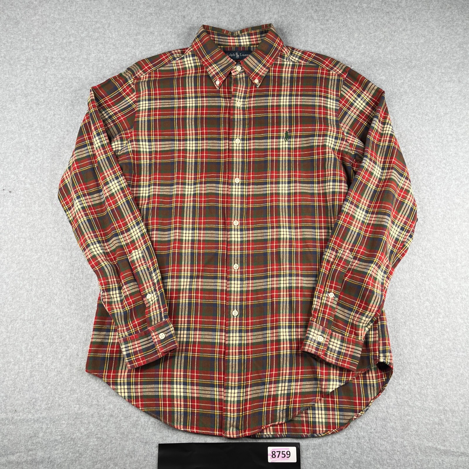 Camicia Ralph Lauren grande colorata a quadri pony con bottoni manica lunga casual uomo