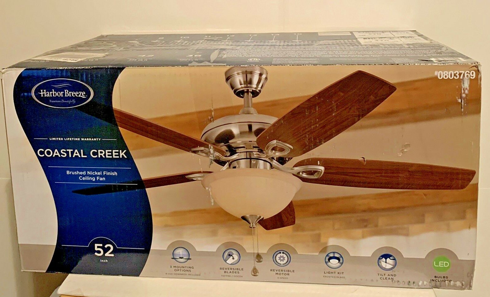 Harbor Breeze 52 Inch Cheshire White Ceiling Fan 228108 For Sale