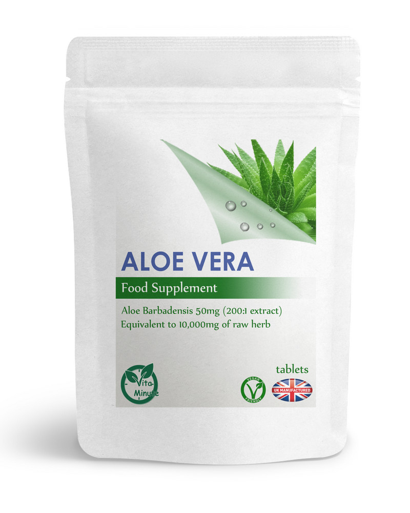 180 Tablets x Aloe Vera 10000mg | Natural Skin, Hair, Joints Care Detox | UK (V)
