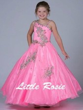 NEW Little Rosie Girls Long National Level Pageant Dress LR2086 Pink 14 600
