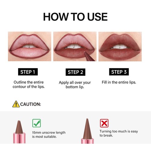 Lakerain 2-in-1 Lip Liner & Stick: Longwear, Precise Tip - Smudge Proof Duo - Picture 5 of 21