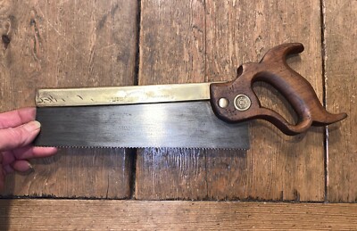 VINTAGE HENRY DISSTON 10  BRASS BACKED DOVETAIL TENON SAW CARPENTERS OLD TOOLS