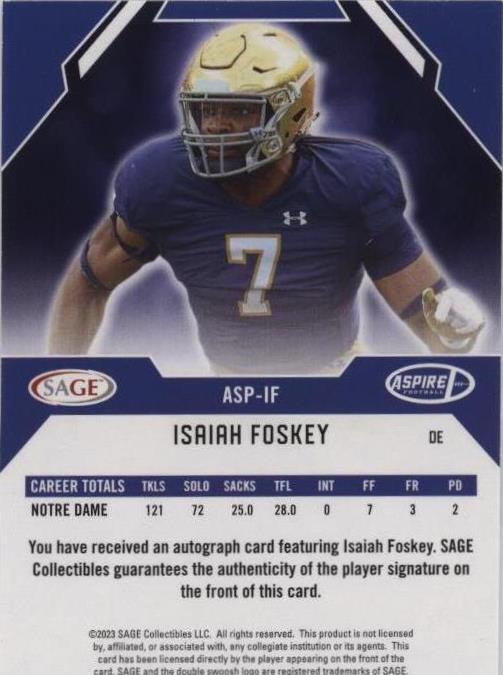 2023 SAGE Aspire Isaiah Foskey #ASP-IF