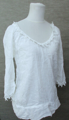 Weißes Shirt Gr M v Zara Basics     56% Ramie 44%Baumwolle Hippie Boho
