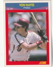 FREE SHIPPING-MINT-1990 Score Superstars Von Hayes #62 PHILLIES