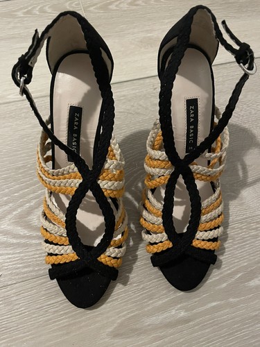 zara yellow strappy heels