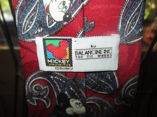 DISNEY Vintage MICKEY MOUSE And PAISLEY On RED Men's NECK TIE by BAL'ANCINE INC - Picture 3 of 3
