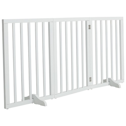 3/4 Panels Folding Pet Gate Freestanding Wooden Dog Fence Safety Barrier Divider - Picture 17 of 35