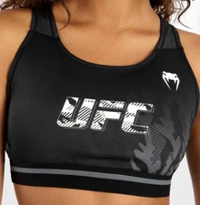 UFC VENUM AUTHENTIC FIGHT WEEK WOMEN'S SPORT BRA BLACK MEDIUM NWT FREE MMA DECAL