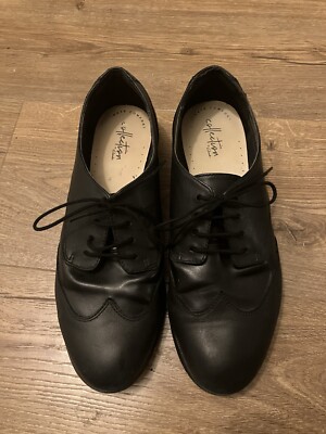 Clarks Brogues Womens Size Black Leather Flat Lace Up Shoes Work