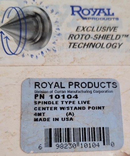 Royal Spindle type live center w/stand point, PN 10104 NEW, 4MT (A) - Picture 5 of 5