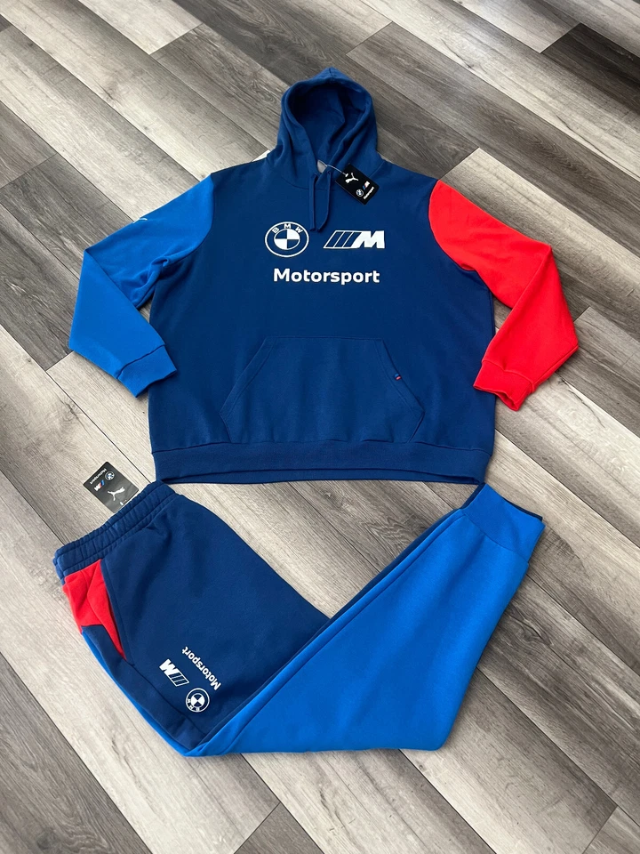 PUMA BMW MOTORSPORTS Hombre 2 Piezas Chándal Azul Rojo Sudadera con Capucha 2XL Pantalones XL Foto 2 de 4