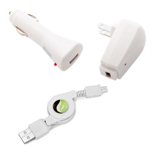 USB Cable Car Home Charger Retractable MicroUSB Power Adapter AC for Cell Phones - Afbeelding 1 van 2