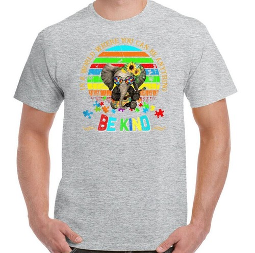 Autismo Conciencia Día Camiseta, Be Kind Elefante Autista Hombre Unisex Camiseta - Imagen 18 de 29