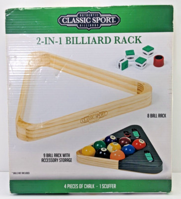Running Racks Billards Team Classic Sport 2 in 1 Billiard Rack with Storage Includes Chalk ...
