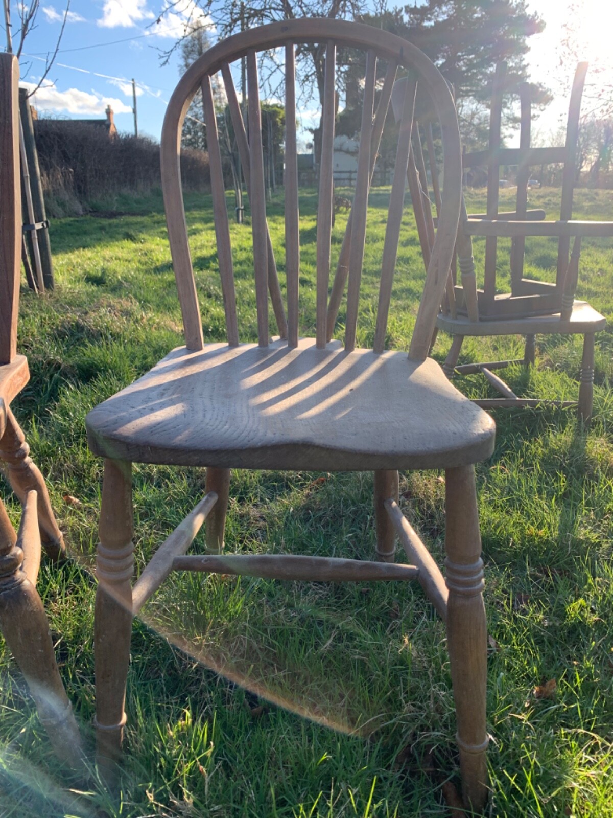 Two Antique Pine Kitchen Chairs eBay