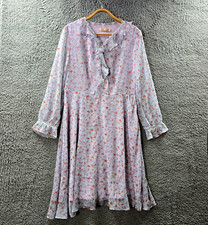 Jessie Womens Dress Size M Blue Orange Purple Floral Long Sleeve A-line