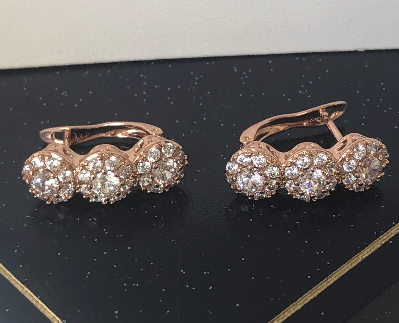 Orecchini A Cerchio (Creole) Donna In Rosa 18K Placcato Oro Con Cristalli Zirconia – Made In Germany - Foto 3