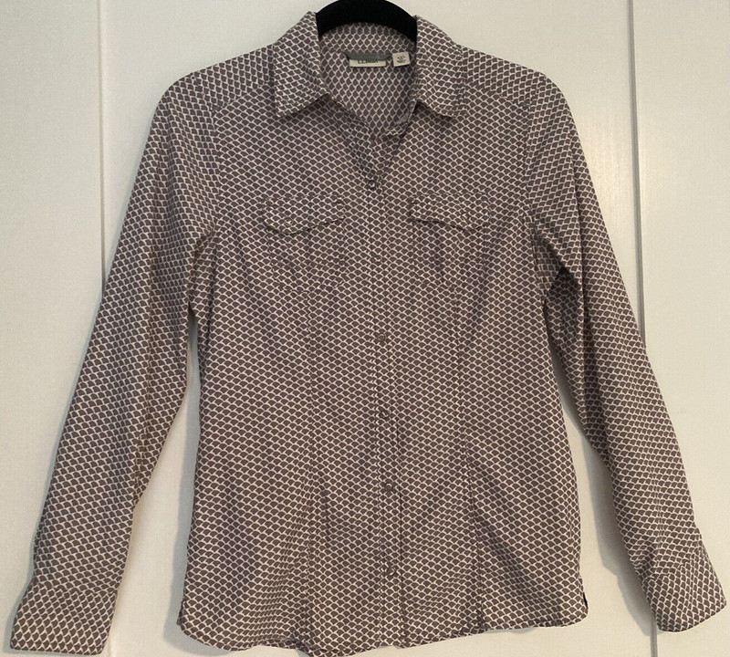 LL Bean Womens Tropicwear Sun Protect Collar Shirt Long Sleeve Snap Front Sz XXS