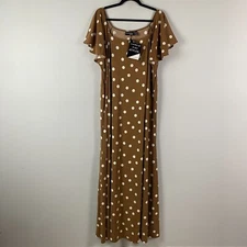 Attitudes by Renee Como Jersey Flutter Sleeve Maxi Dress Size 2X Tall 2XT Brown