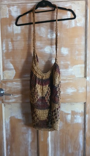 Vintage Old Traditional Hand Woven Bilum String Bag PNG Papua New Guinea Large - Picture 5 of 9