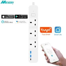 Wifi Smart Power Strip Surge Protector 3 AC UK Outlets Plug 2 USB Ports 1 Type-C