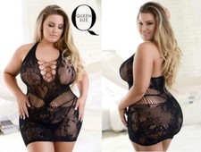 KILLER LEGS Plus Size Lingerie Fishnet Halter Bodystocking Dress 818JT196Q Queen