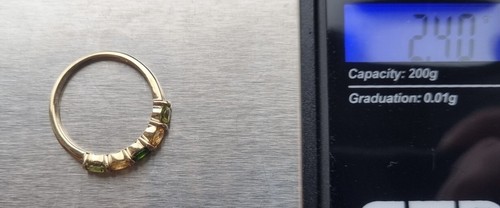 Anello Mezza Eternità Oro Giallo 9ct Punzonato Peridoto Diopside Citrino 2,4g S - Foto 10 di 10