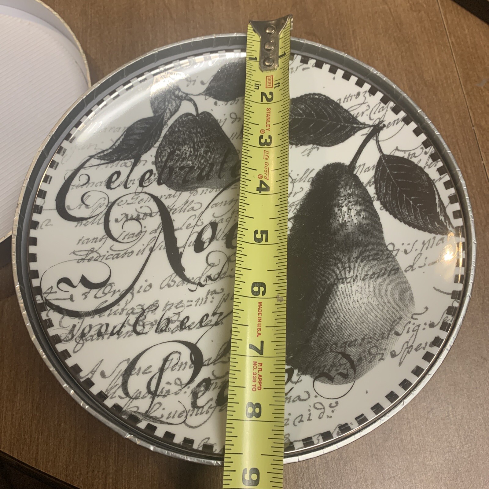 4 RESTORATION HARDWARE Silver PEAR HOLIDAY Salad DESSERT PLATES (Bin 57