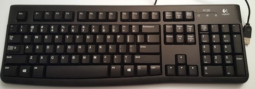 Logitech K120 Wired Keyboard Comfortable Quiet typing Durable Keys Black PS