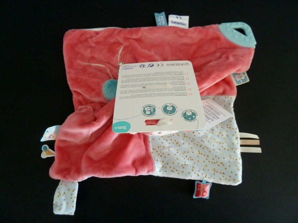 X99.* DOUDOU PLAT NOUKIE'S VACHE TIDOU LOLA play to grow ROSE OR BALLON NEUF - Photo 3/4