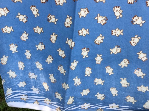 Fabric 69” x 48” Bears Blue White Infants Layette Children Polyester Blend - Picture 3 of 3