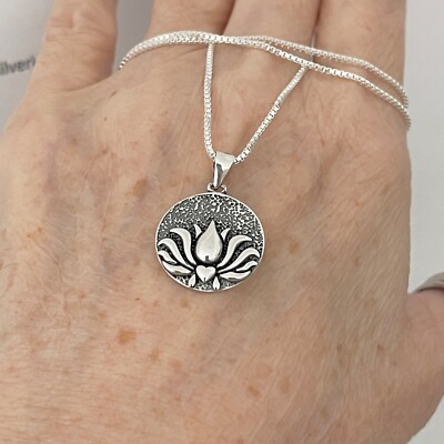 Sterling Silver Lotus Necklace, Flower Chain, Yoga Necklaces