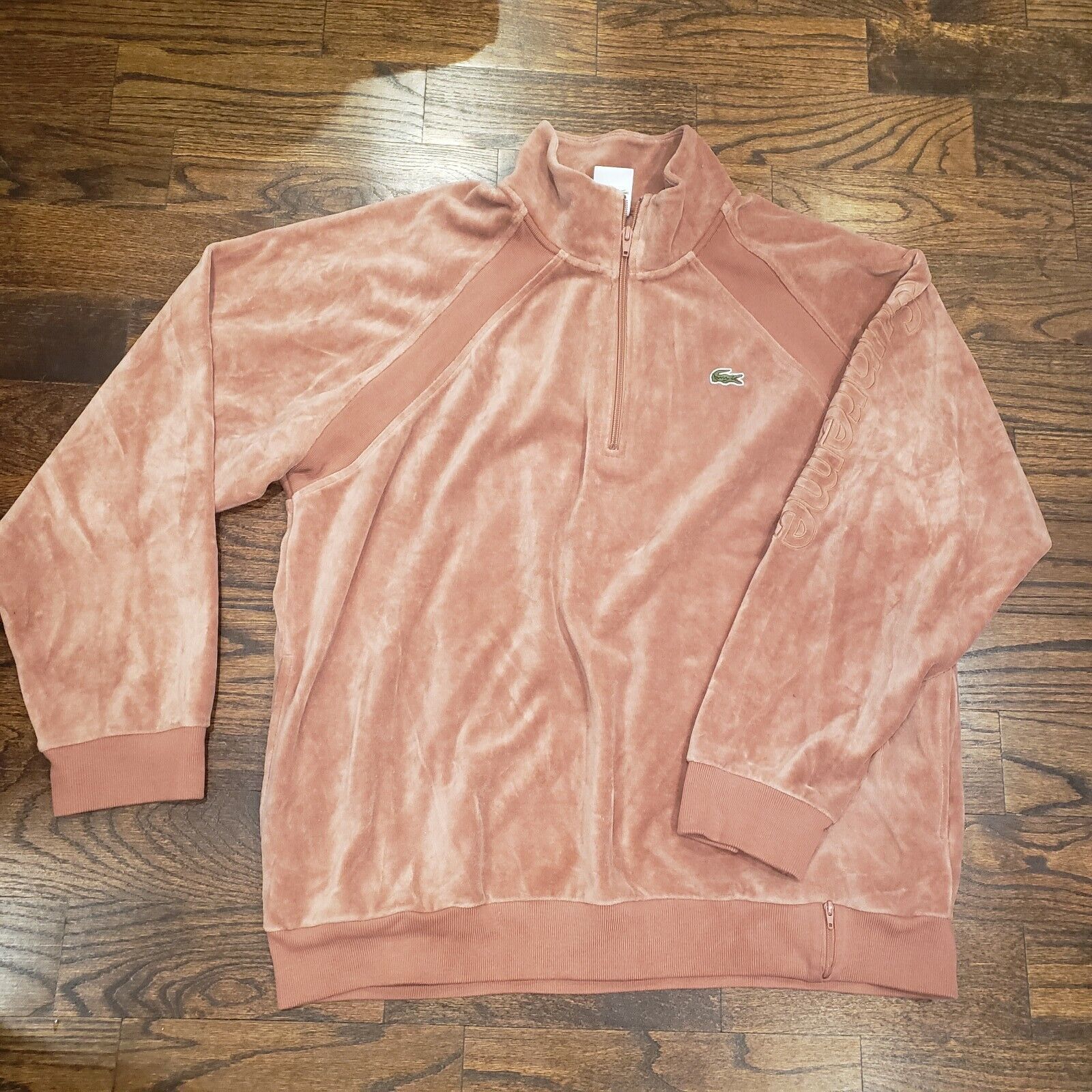 Supreme x Lacoste SS18 Velour Half-Zip Track Top/ XL/ Light Maroon