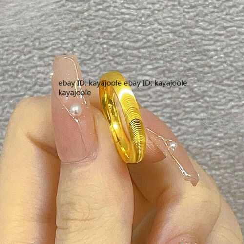 Pure 999 24K Yellow Gold Lucky 3.5mm Shiny Ring Men Women Band US 4/5/6/7/8/9 - Picture 3 of 30