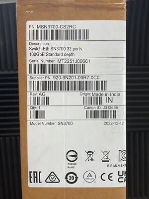 Mellanox Spectrum-2 SN3700C 32 port 100 Gigabit QSFP28 Switch