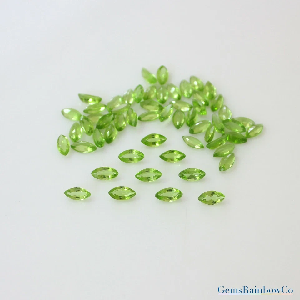 Натуральный перидот маркиза граненый 6x3 мм, 8x4 мм и 10x5 мм отдельные драгоценные камни качество - Изображение 2 из 4