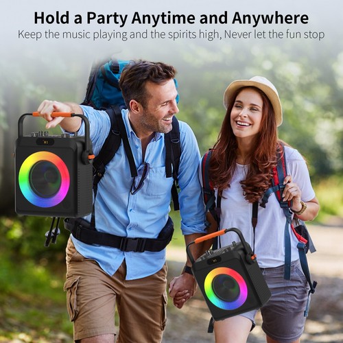 Karaoke Machine with 2 Microphones Party Bluetooth Speaker For Music Player Sing - Picture 8 of 18