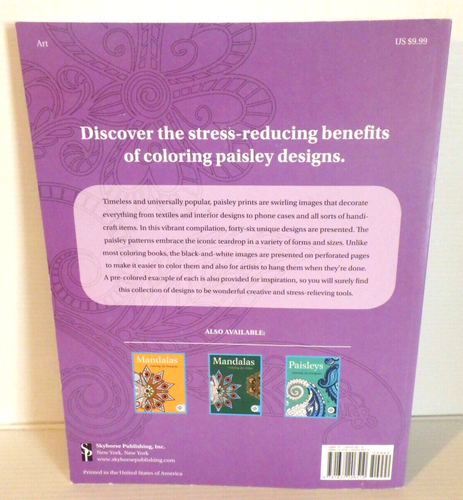 PAISLEYS Coloring Book for Artists / Stress Relieving Adult Coloring - NEW - Picture 4 of 4