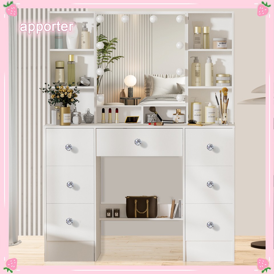 Vanity Set with 10 LED Lighted Mirror Makeup Dressing Table Dresser