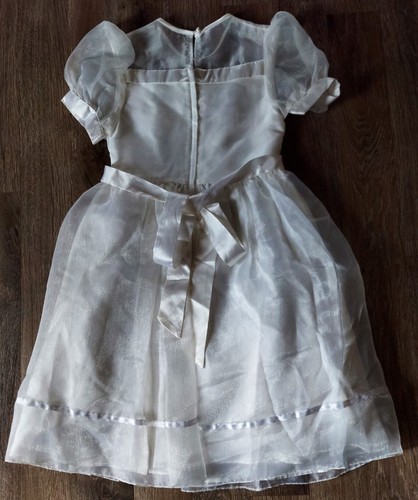 Vtg Jessica McClintock Girls Dress sheer bows Tulle white flower girl size 10 - Picture 2 of 7